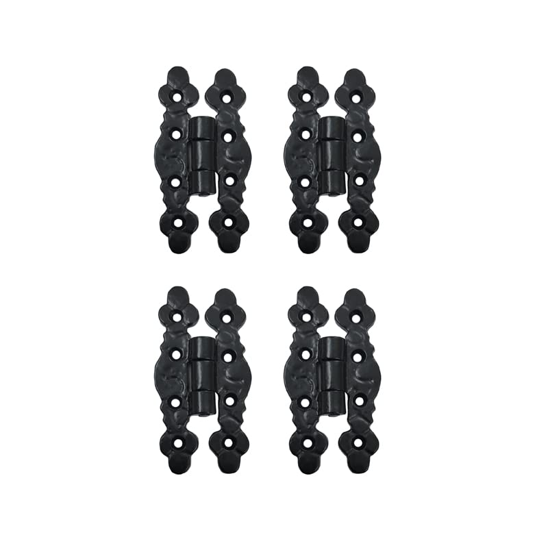 Adonai Hardware 3.5" "Adna Antique Cast Iron Butterfly H Cabinet Hinges (4 Pack, Matte Black) for Barn Doors, Cupboards, Wooden Jewelry Box, Furniture, Treasure Chest and Trunks