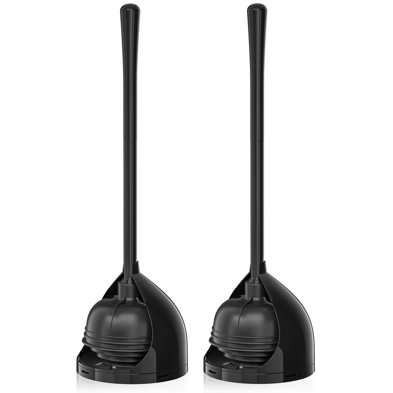uptronic 2 Pack Toilet Plunger with Holder, Unique Plunger with All-Angle Design, Plungers for Bathroom with Holder, Toilet Plunger Heavy Duty-Black Black - NewNest Australia