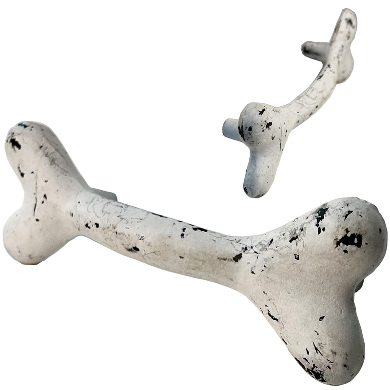 6" Dog Bone Handle Drawer, Cabinet Pull, Classic Country Farmhouse Vintage Style Black-White HN702 (2) 2