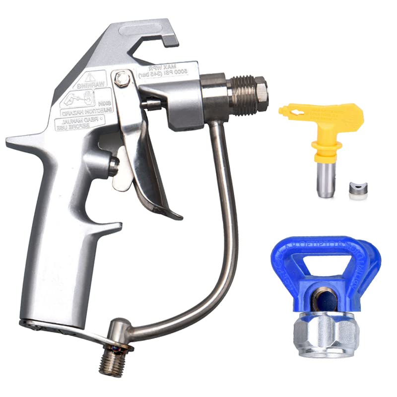 JOLINO 243283 Silver Plus Gun 5000 PSI Airless Paint Spray Gun with 517 tip and Holder