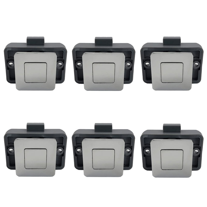 6 Packs PUROCEAN Metal Push Button Latch Square RV Push Button Catch (Chrome) Chrome