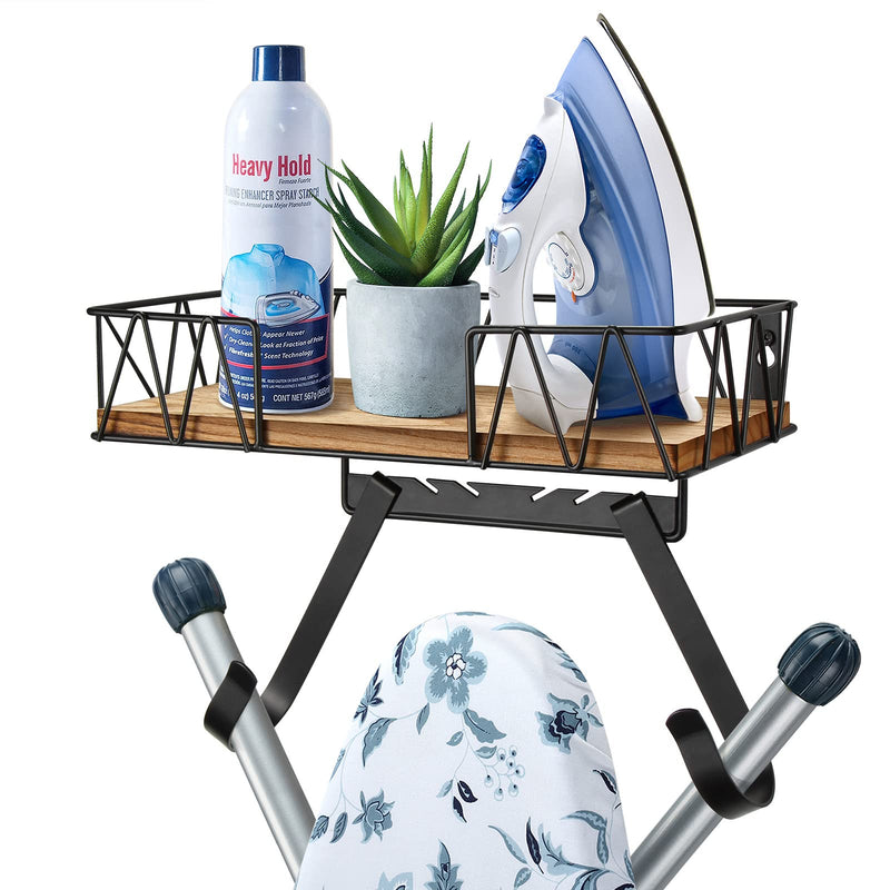 TJ.MOREE Ironing Board Holder Wall Mount - Laundry Room Iron and Ironing Board Hanger Laundry Room Decor Organization and Storage (T&V Shaped) Carbonized Black