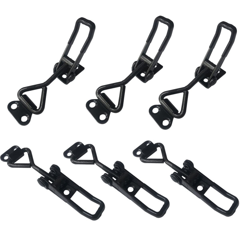 Black Toggle Latch Clamp, Heavy Duty Adjustable Toggle Clamp for Smoker Door Latch, Metal Pull Latch for Box, Gate, Cabinet, Case (B4001-6PCS) B4001-6PCS
