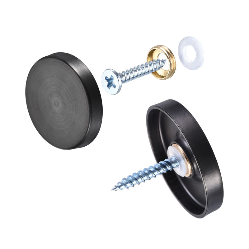 METALLIXITY Mirror Screws (30mm/1.18") 4Pcs, Decorative Cover Cap Nails Brushed - for Sign Advertising Hardware, Construction, Black 30mm