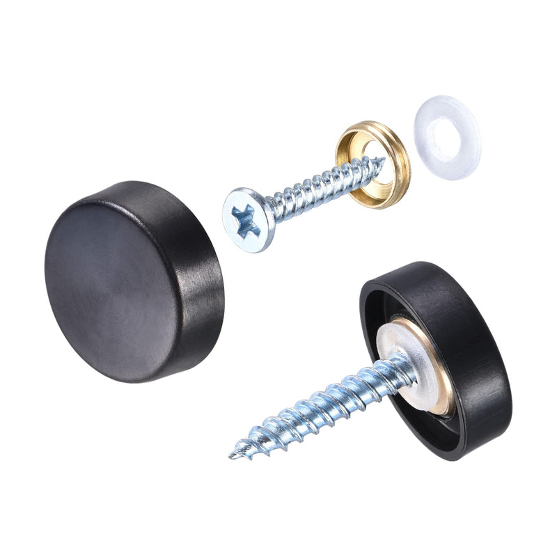 METALLIXITY Mirror Screws (16mm/0.63") 12Pcs, Decorative Cover Cap Nails Brushed - for Sign Advertising Hardware, Construction, Black 16mm