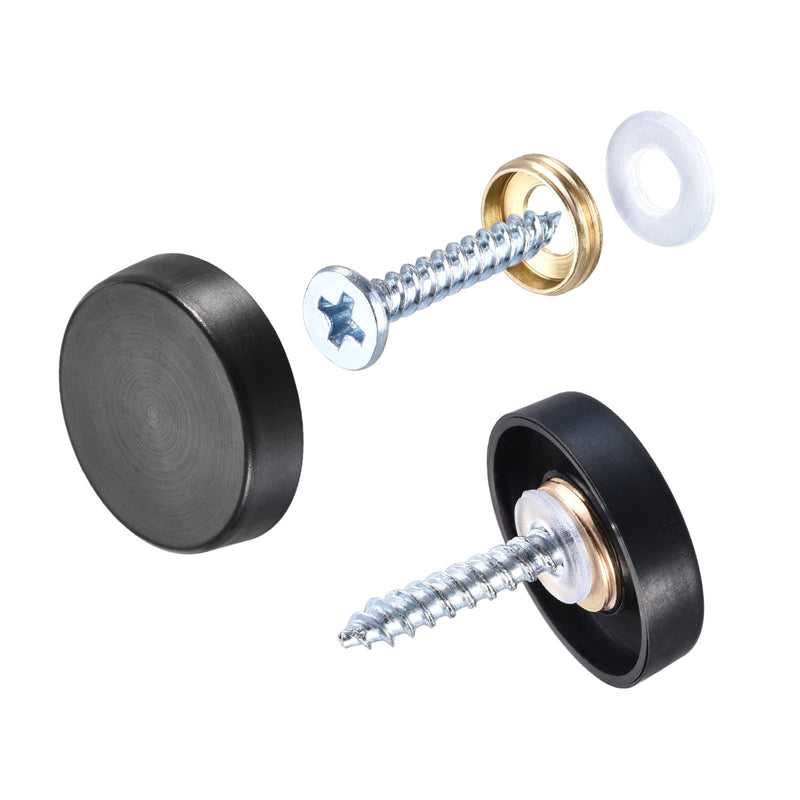METALLIXITY Mirror Screws (19mm/0.75") 4Pcs, Decorative Cover Cap Nails Brushed - for Sign Advertising Hardware, Construction, Black 19mm
