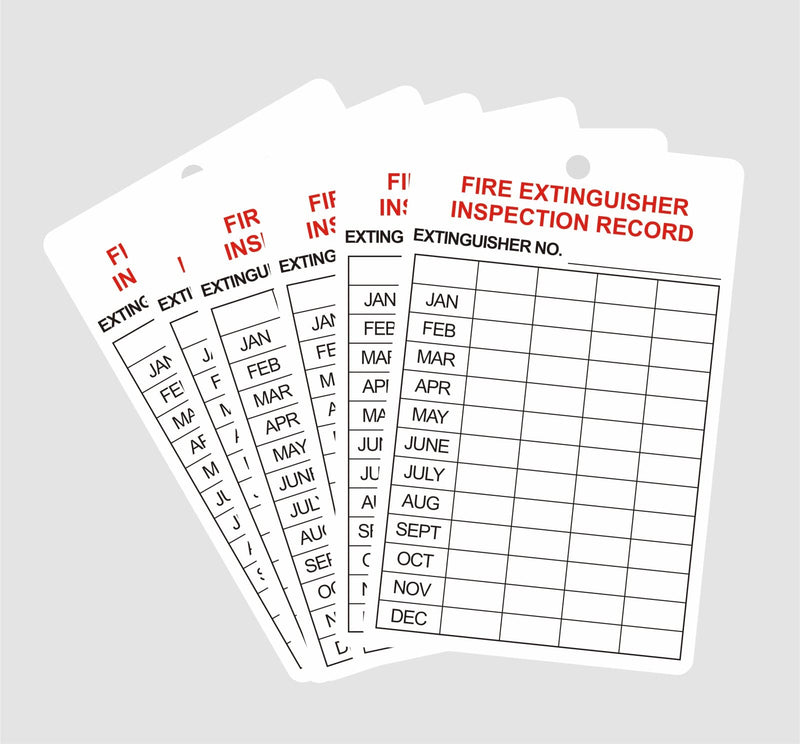 Fire Extinguisher Inspection Tags,3.2x5 inch 10pcs Monthly Fire Extinguisher Inspection Tags,Plastic Fire Extinguisher Tags Four Years with Adjustable Wire Ties