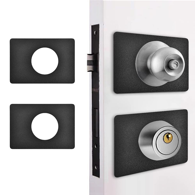 Door Knob/Deadbolt Reinforcement Plate Matte Black, Door Handle Fixing Cover Filler Repair Backplate, Door Lock Hole Backing Reinforcer Kit 2PCS 2 pcs