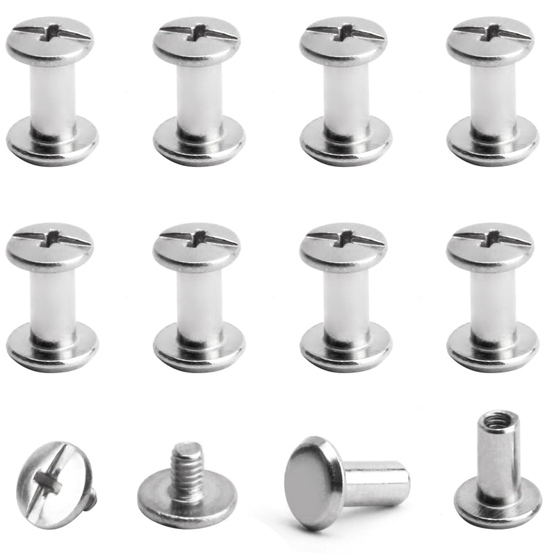 Screw Post M3 x 6mm Chicago Screw Binding Screw Fit for 3mm/0.12'' Hole Dia,10 Set Female M3x6mm Tiny Screw Post Binding for Scrapbook Photo Albums Binding,Leather Bags,Boots,DIY Enthusiasts 10