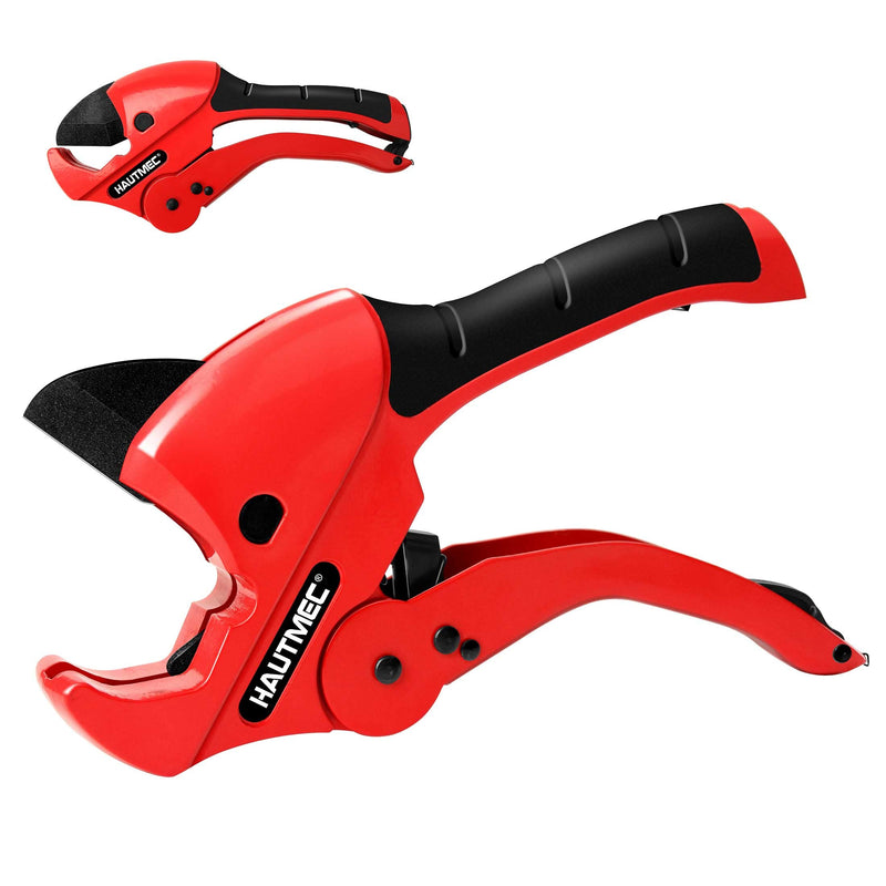 HAUTMEC PVC Pipe Cutter Tool Multifunction Ratchet-type Tube and PVC Cutters One-hand Fast Pipe Cutting Tool for Cutting Up to 1-5/8 inch 3-in-1 Tubes Wire and Trunking cutter HT0257-TC Multifunction Cutter