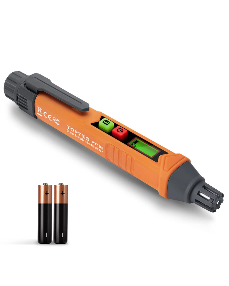 PT199 Natural Gas Leak Detector with Audible & Visual Alarm, Portable Gas Sniffer to Locate Combustible Sources Like Methane, Propane for Home(Includes Battery x2)-Orange PT199 Gas Leak Detector Orange