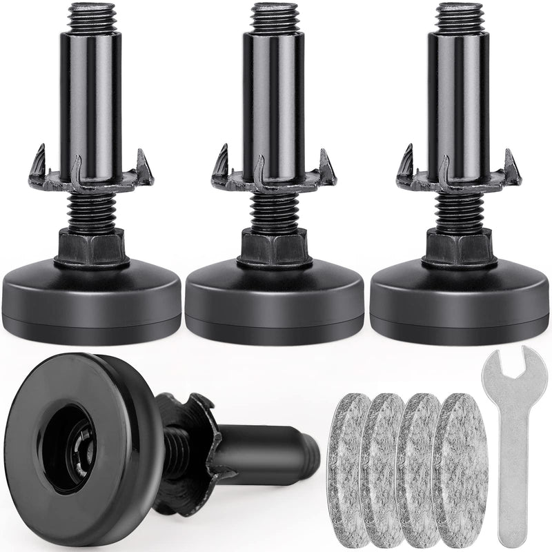 Heavy Duty Furniture Leveling Feet M10 Thread Furniture Levelers Adjustable Furniture Feet w/ T-nut Kit Table Levelers for Cabinet Workbench Chair Sofa and More,Large Base Supports 1320LBs-4 Packs 4 Packs Black