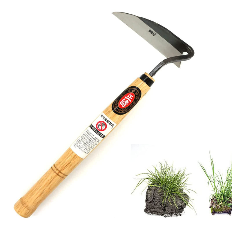 Kana Hoe 217 Japanese Garden Tool - Hand Hoe/Sickle is Perfect for Weeding and Cultivating. The Blade Edge is Very Sharp. (Beige-023) Right-Handed