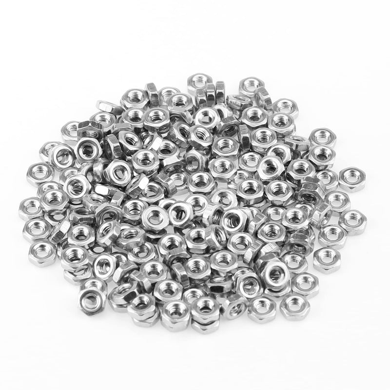 200 Pieces M2.5 Hex Nuts, Stainless Steel (304) 18-8 Nuts for Screws Bolts