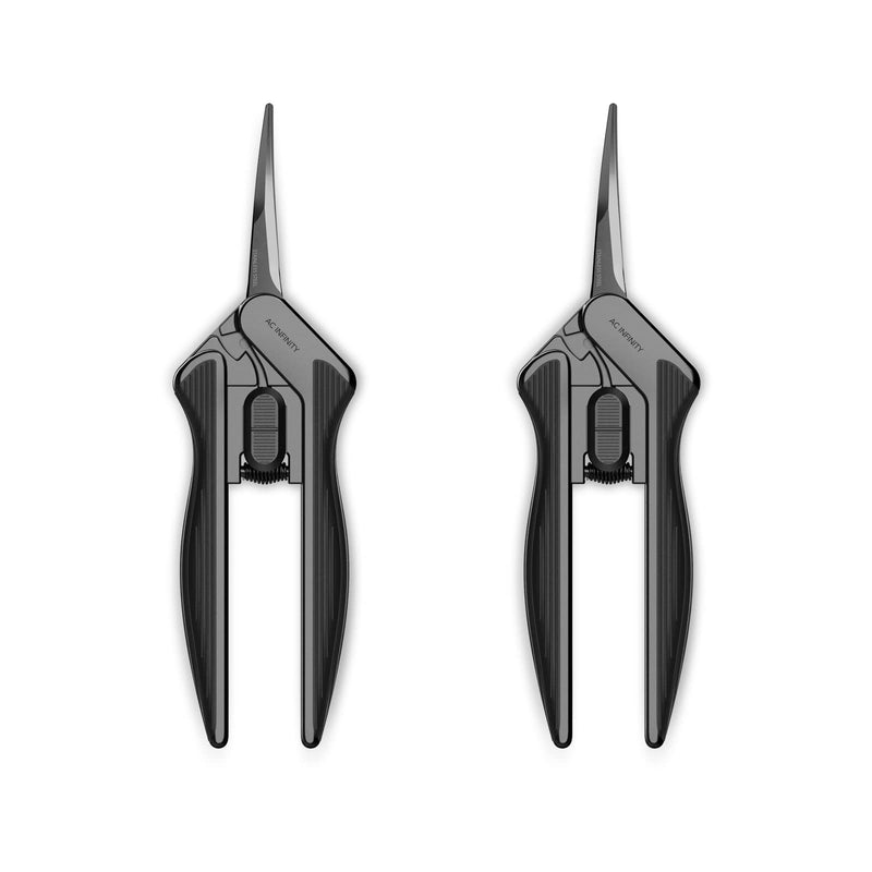 AC Infinity 6.6” Stainless Steel Curved Pruning Shear 2-Pack, Lightweight Ergonomic Design, Curved Precision Blades with Nonstick Titanium Coating for Gardening, Hydroponics, Grow Tents Silver 6.6 Inch (Pack Of 2)