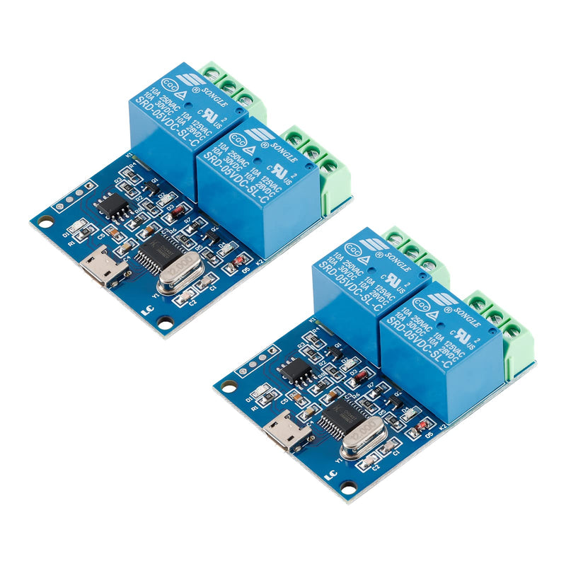 2Pcs LCUS-2 Type Dual-Channel Semiconductor Chip Housings 2-Channel USB Relay Module 5V Relay Module Onboard CH340 Microcontroller Chip USB Intelligent Control Switch Module