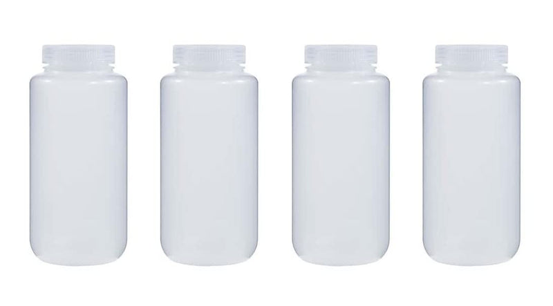 1000ML 32OZ Nature Wide Mouth PP Plastic Reagent Bottles with Caps Pack of 4 Small Pack 32OZ(1000ML)