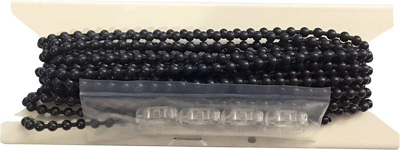Black Plastic #10 Chain - with 2 Connectors - Blind Beaded Bead Ball (10 feet) 10 feet