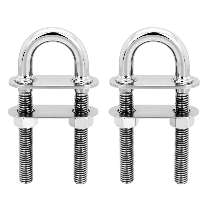 Marine Boat U Bolt Stern Bow Eye Tie Down, RV Yacht Stainless Steel with Hex Nuts & Washers, 4-1/2” Overall Length, 3/8“ Stock, 3“ Thread Length 2