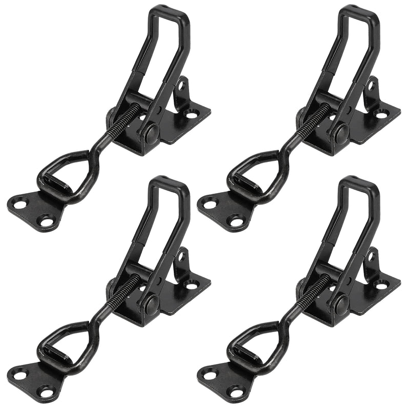 4 Pack Black Toggle Latch Clamp, 4002 Style Pull Action Latch Toggle Clamp, Quick Release Toggle Latch with Lock Hole, Adjustable Toggle Clamp for Trunk Jig Door Toolbox