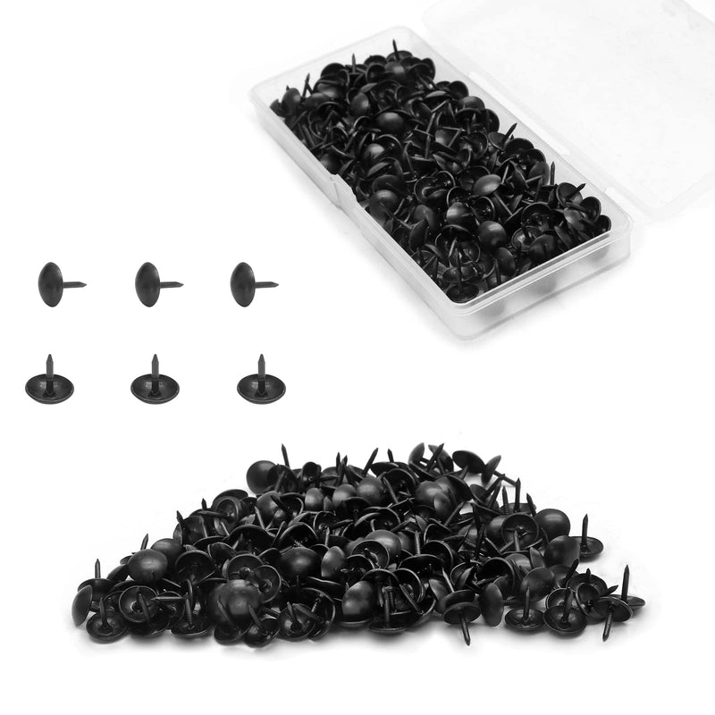 200Pcs Metal Thumb Tacks Round Head Household Upholstery Tacks Black Decorative Furniture Tack Nails for Sofa DIY Pins (9 x 9mm) 1/3 x 1/3 Inch