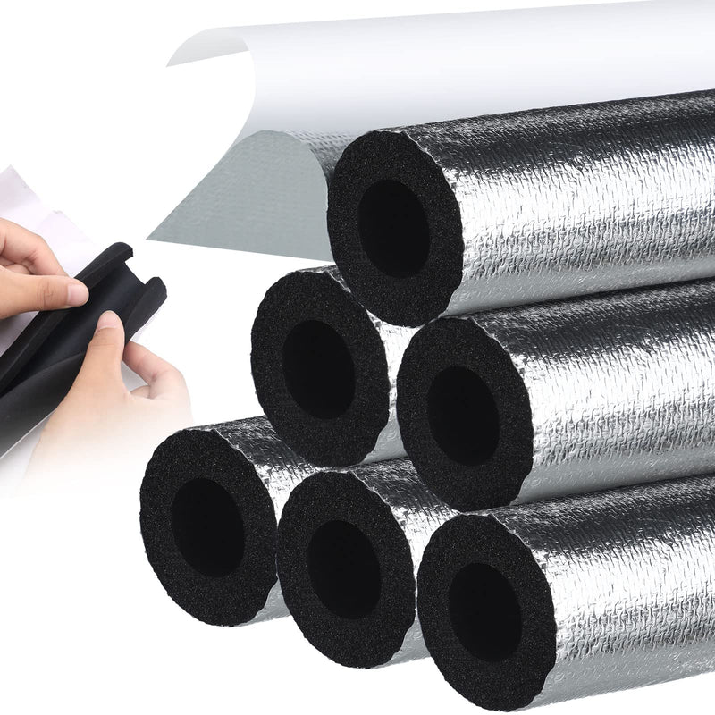 Kingdder Pipe Insulation Foam Tube 6 Pcs Self Adhesive Insulation Wrap for Copper Pipe Pre Slit Clamp Highly Insulated Foam for Outdoor Winter Irrigation, Sprinkler(1.3 Ft x 0.6 Inch) 1.3 Ft x 0.6 Inch