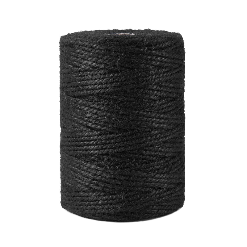328 Feet 3mm Thick Black Natural Jute Twine, Garden Twine Heavy Duty Industrial Packing Materials String Wrapping, Arts, and Crafts, Halloween Wrapping, Gardening Applications 3mm-328ft