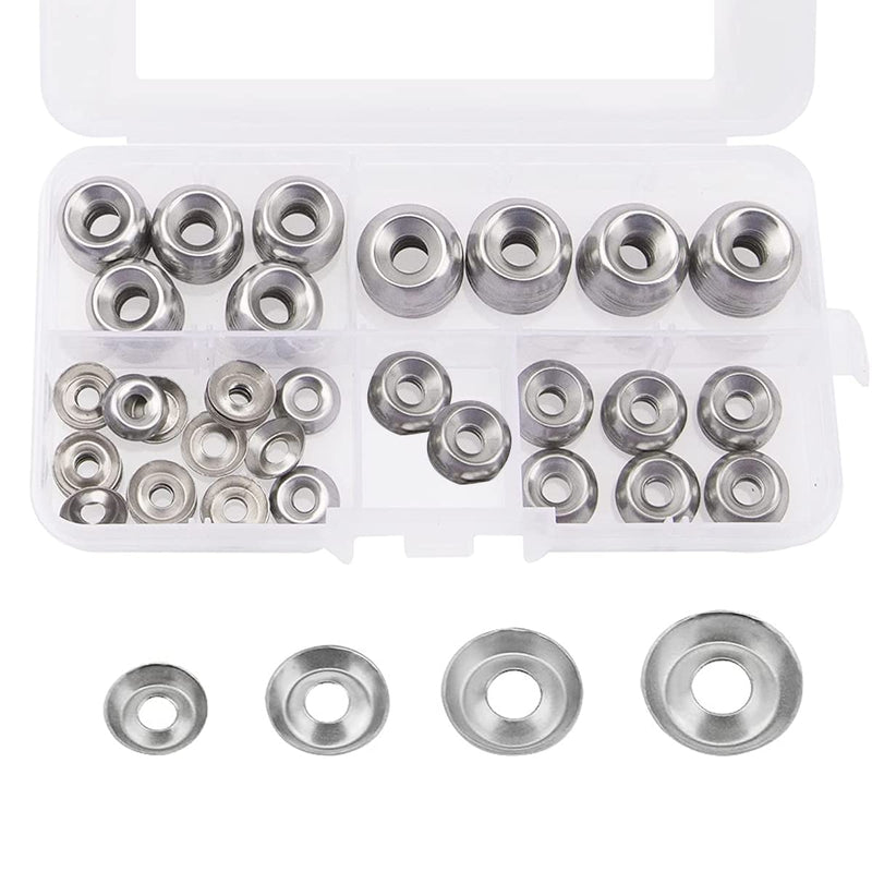 200 Pcs 304 Stainless Steel Finishing Cup Countersunk Washers Assortment Kit, Cup Countersunk Finish Washer Kit- #6#8#10#12