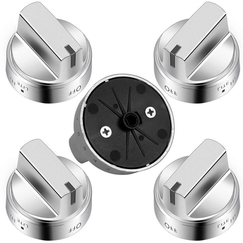 AMI PARTS WB03X24818 Gas Stove Knob Replacement for GE,100% Stainless Steel Stove Replacement Knobs PS11729081 AP5989029,Compatible with ge Stove Knob (Not Universal) 5 Pack Stainless Steel