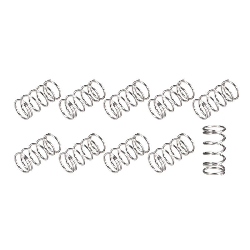 METALLIXITY Compression Springs (0.5x5mm OD,10mm Free Length) 10Pcs, 304 Stainless Steel Extension Spring - for Shop Home Repairs, DIY Projects, Silver Tone 0.5x5mmx10mm