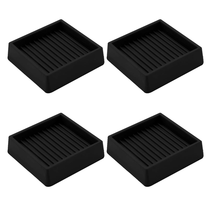 2X2 Rubber Caster Cups, Non Slip Furniture Pads, Anti-Slip Gripper, Anti Skid Furniture Feet, Anti Slide Floor Protector for Bed Couch Table Chair Stoppers - 4 Pack, Black 2“ x 2”-Black