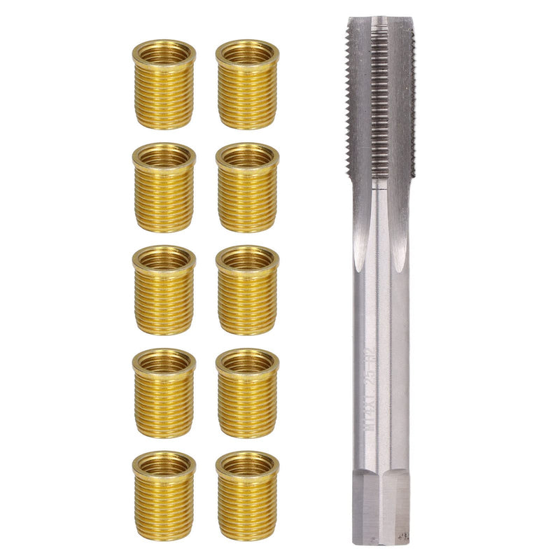 10pcs M12x1.25 Inserts with M14x1.25 Tap 14mm Rethreaded Kit Spark Plug Thread Hole Repair Tools Metal - NewNest Australia
