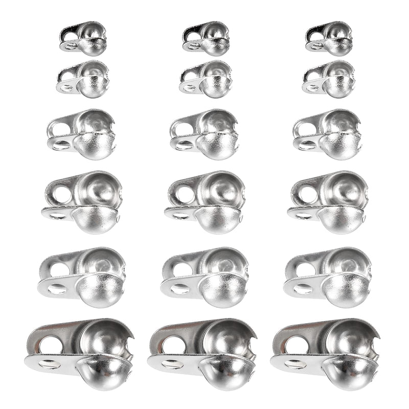 MECCANIXITY Ball Chain Connector, Stainless Steel Ball Tips Clamshell Style Crimp Link Connection Fit for 2/2.4/3.2/4.5/5/6mm Ball Chain, Pack of 130