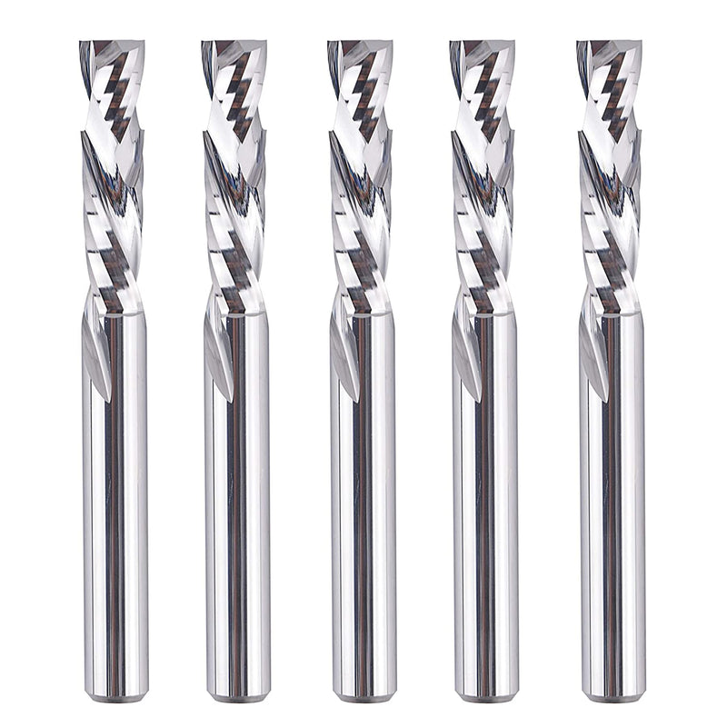 SpeTool 5PCS Compression Router Bits 1/4 inch Shank 1/4" Cutting Diameter ,Carbide UP Down CNC Router Bits Set Wood Router End Mills Carving Slotting Edge Cutting 5