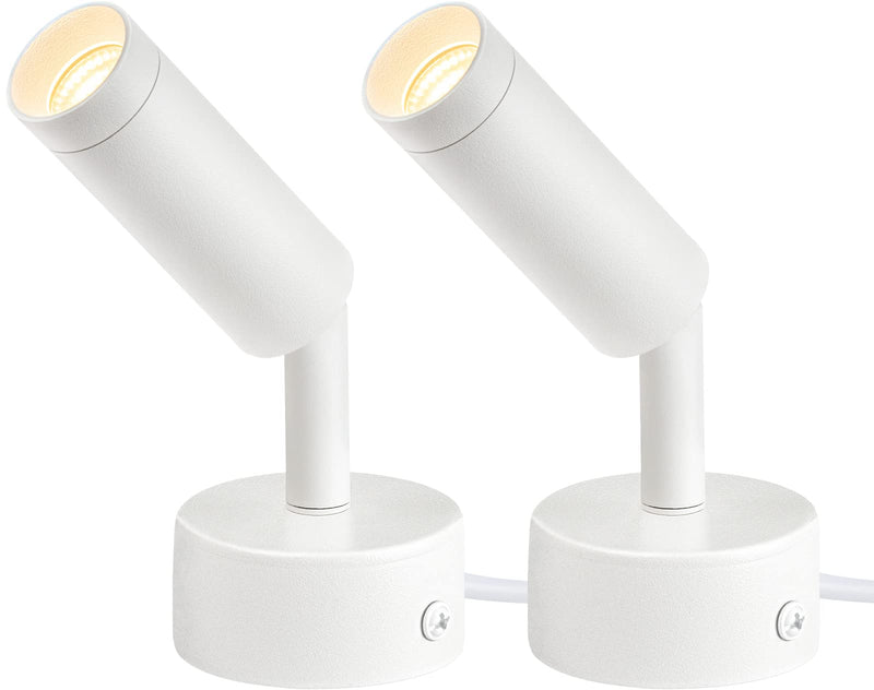 2 Pack Spot Lights Indoor, 120V Up Lights Indoor, LED Accent Spotlight, 3W Plant Spotlight, 3000K Floor Spotlight for Plants Pictures Desk, Uplights with 5.9 FT Plug Cord and Foot Switch