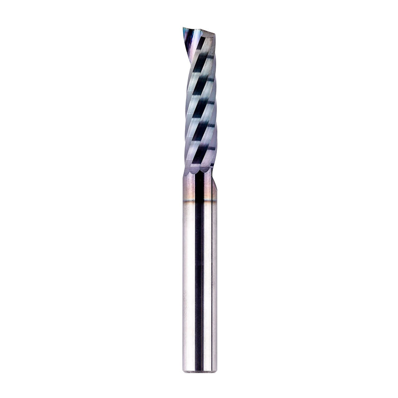 SpeTool O Flute CNC Router Bit 1/4 Inch Shank 1 Inch Cutting Length with Extra Long Life Coating Single Flute End Mill for Acrylic Aluminum Wood Cut 1/4" Dia-1" CL-1/4" Shank