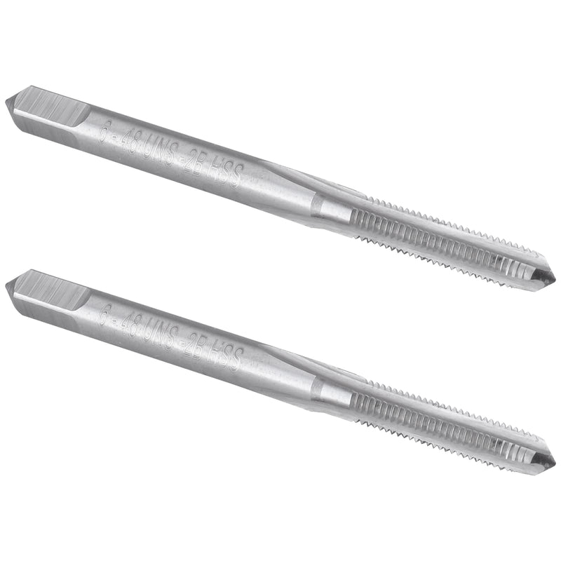 Burkit 2pcs No 6-48 UNS Thread Tap Right Hand, HSS 6 x 48 UNS Straight Fluted Machine Tap