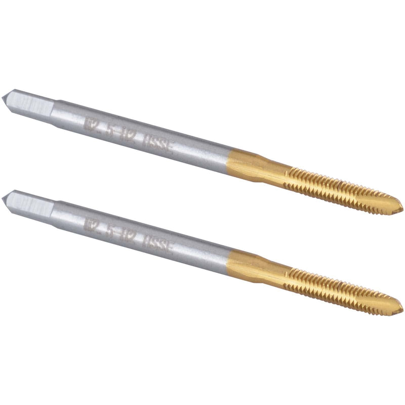 Burkit 2pcs M2.5 Spiral Point Tap, HSS Titanium coating M2.5 x 0.45 Spiral Point Plug Threading Tap Spiral Point Tap Ti-co