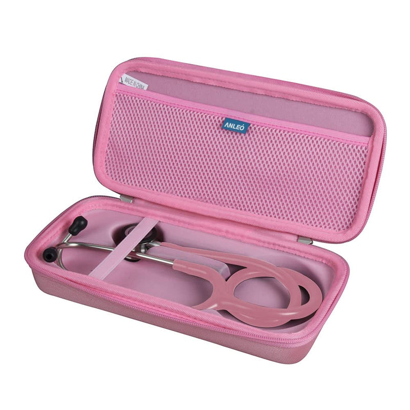 Anleo Hard Travel Case for 3M Littmann Classic III Monitoring, Lightweight II S.E, MDF Acoustica Deluxe Stethoscope (Only Case) (Pink) Pink
