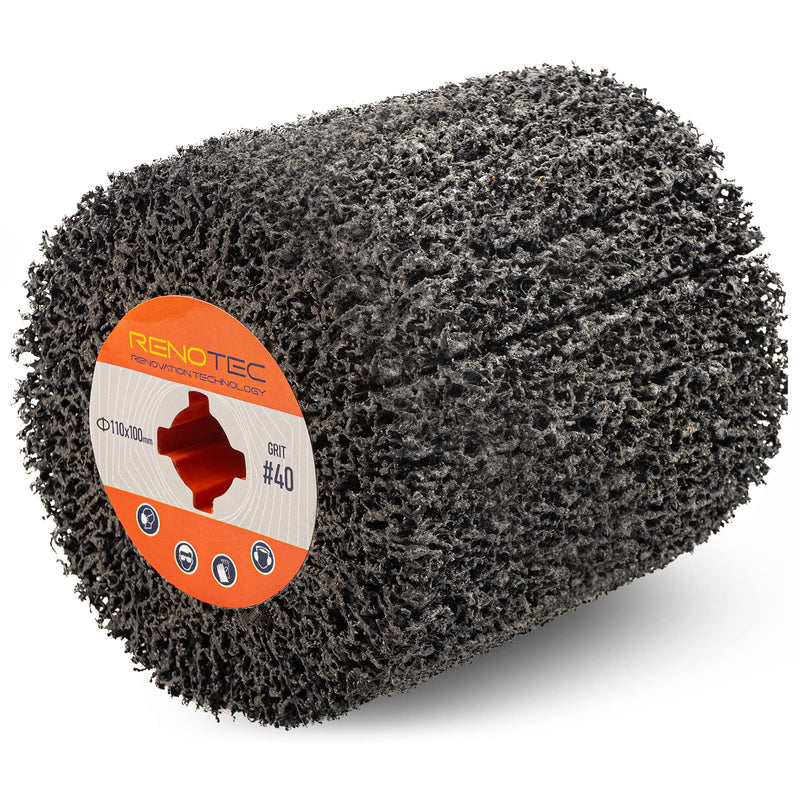Black Cleaner Flap Wheels, Strip Drum, 110x100mm, 4 inch, for Pickling, Removing Rust, Paints, enamels, oxidations. for Burnishing Polishing Machine (40 GRIT) Strip Drum #40