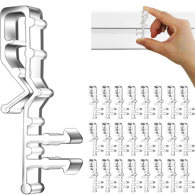 Hidden Channel Valance Clips, 2-1/8inch Clear Plastic Valance Clips for The Valance with a Groove in The Back (24pcs) 24