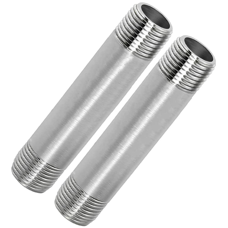 304 Stainless Steel Nipple Pipe Fitting 1/2" NPT X 1/2" NPT Male Thread Cast Pipe Fittings 4" 100mm Length (pack of 2) 1/2" NPT(Male x Male) 4" (100mm) Length