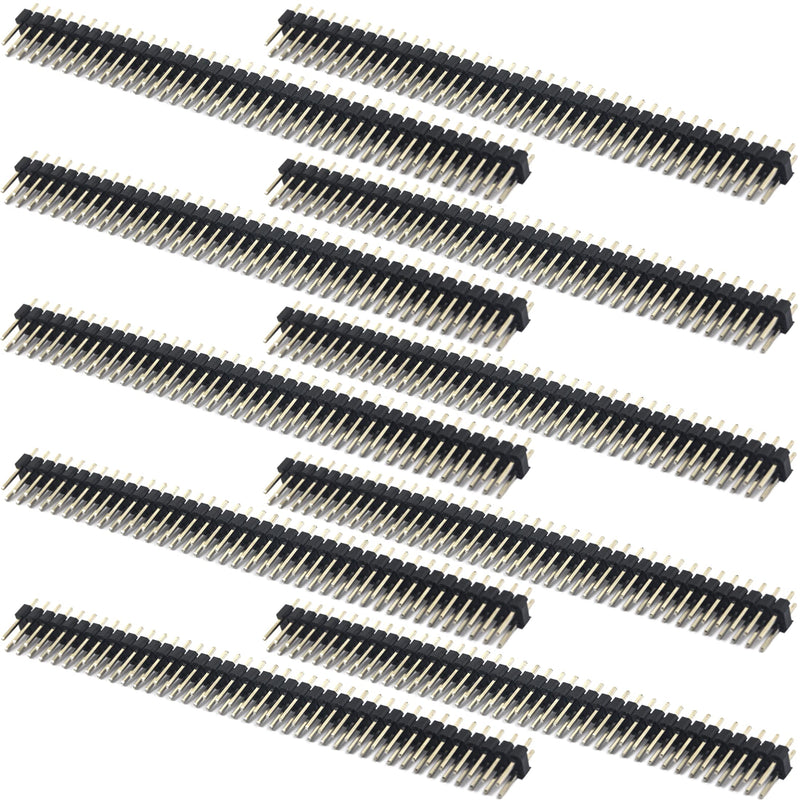 whiteeeen 10pcs Break-Away 0.1" 2 x 40 Pins Strip Dual Male Header 2.54mm Double Row Straight Pin Header Connector