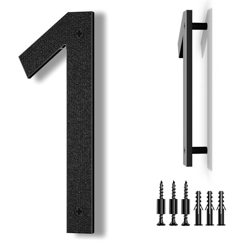 8 Inch Large Floating House Numbers, Black Modern House Number for Outside, Big Plastic Exterior Address Numbers for Door Wall Street (1) 8 Inch Number 1
