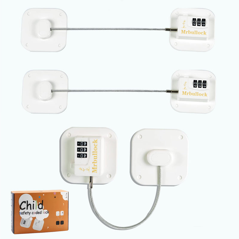 Refrigerator Lock Fridge Locks for Kids Keyless Child Safety Cabinet Locks for Cabinets Closets Drawers Window Electrical Appliances White 3 Pack