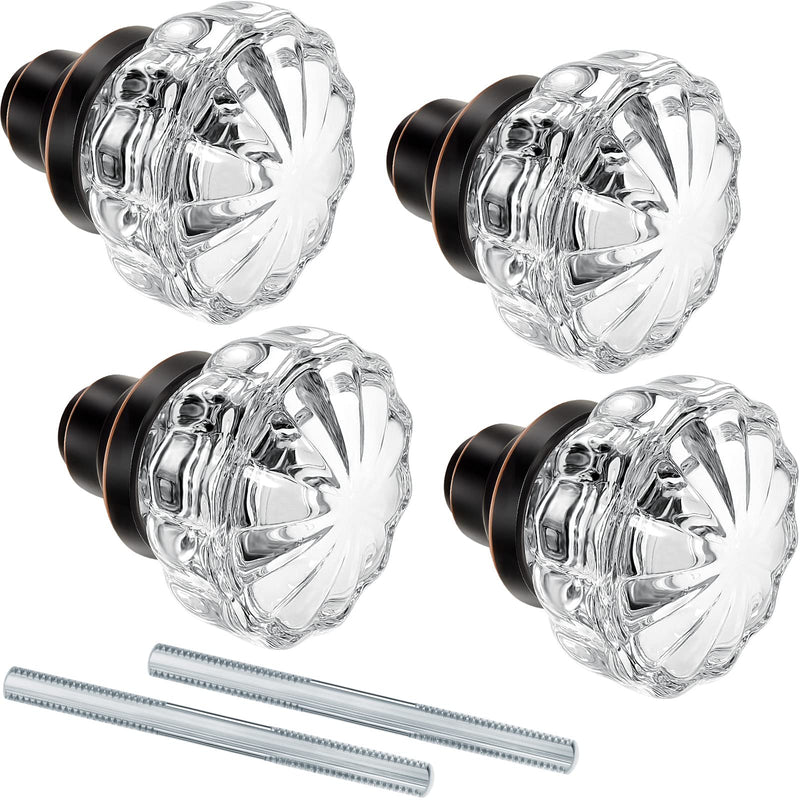 Amylove 2 Set Glass Door Knobs Mortise Style Fluted Crystal Antique Door Knobs with Spindle Antique Doorknobs for Home Interior (Bronze, Basic) Bronze Simple
