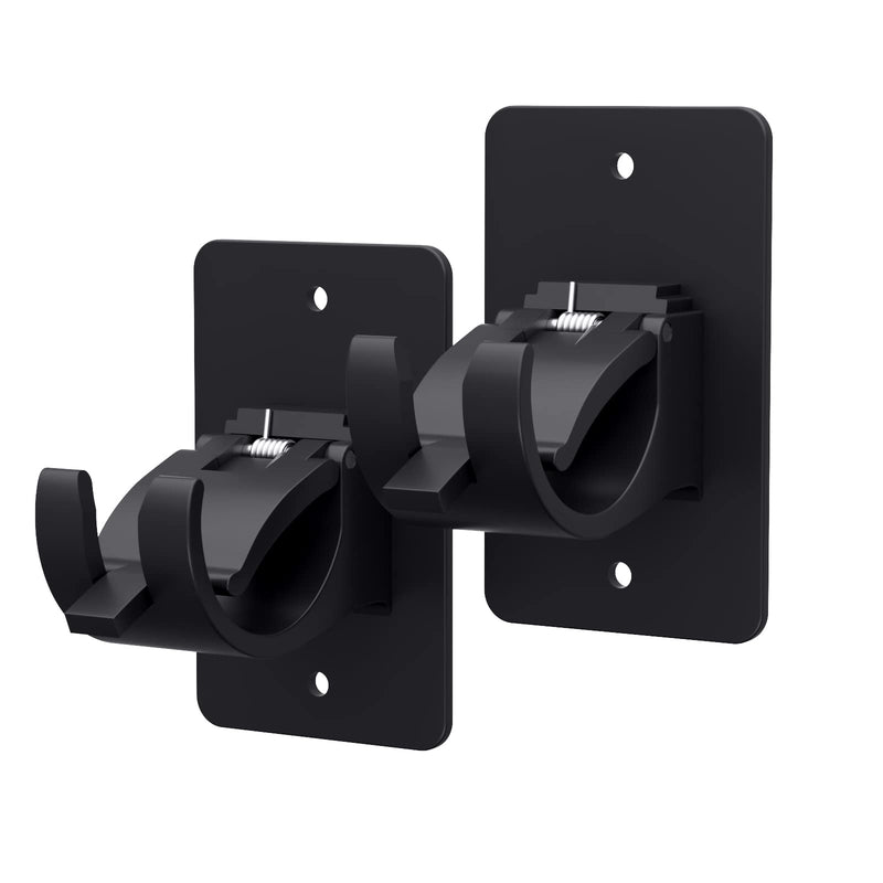 AMZONHOME 2 Pieces Self Adhesive Curtain Rod Bracket, Universal Plastic Curtain Rod Holders, No Drill Curtain Rod Brackets Curtain Rod Hooks for Bathroom, Bedroom, Livingroom, Kitchen (Black) 2 Pcs Black - NewNest Australia