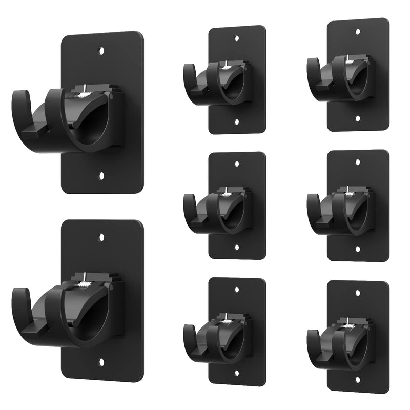 AMZONHOME 8 Pieces Self Adhesive Curtain Rod Bracket, Universal Plastic Curtain Rod Holders, No Drill Curtain Rod Brackets Curtain Rod Hooks for Bathroom, Bedroom, Livingroom, Kitchen (Black) 8 Pcs Black - NewNest Australia