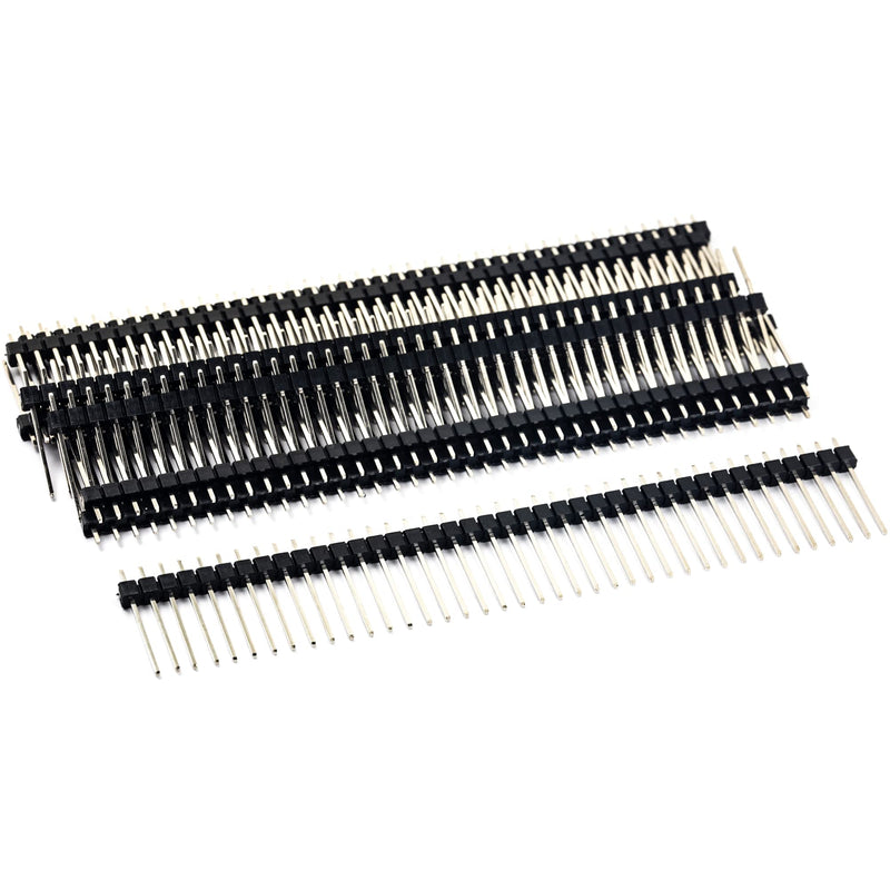 whiteeeen 10pcs Break-Away 0.1" 1 x 40 Male Pin Header 2.54mm Single Row Straight Pin Header PCB Pin Strip Connector (Pin Long 19mm)