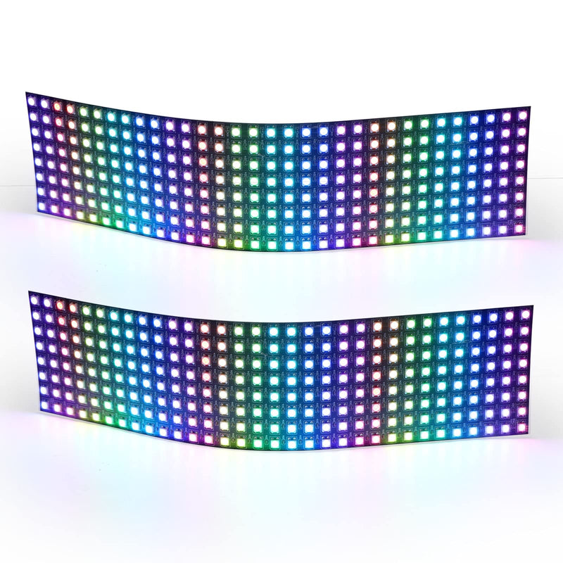 2pcs Ws2812b LED Matrix Panel 8x32, 256 Pixels Programmable Flexible Led Panel, RGB 5050SMD Individually Addressable Digital Led Display Screen for Arduino Raspberry Image Video Text Display
